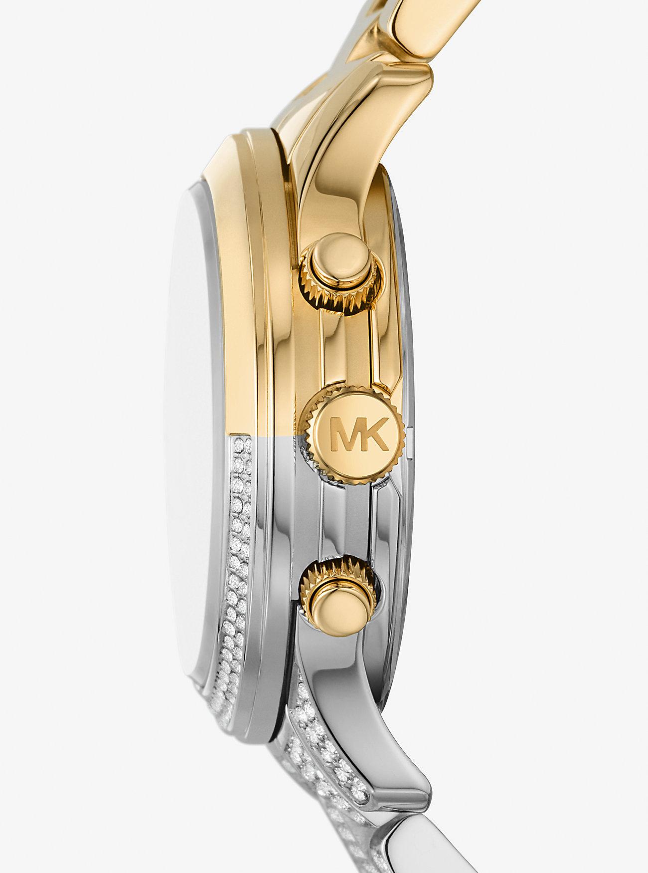 Đồng Hồ Michael Kors Runway Pavé Two-Tone Watch Nữ Bạc Vàng