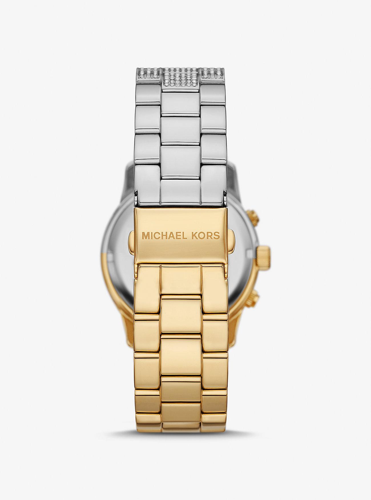 Đồng Hồ Michael Kors Runway Pavé Two-Tone Watch Nữ Bạc Vàng