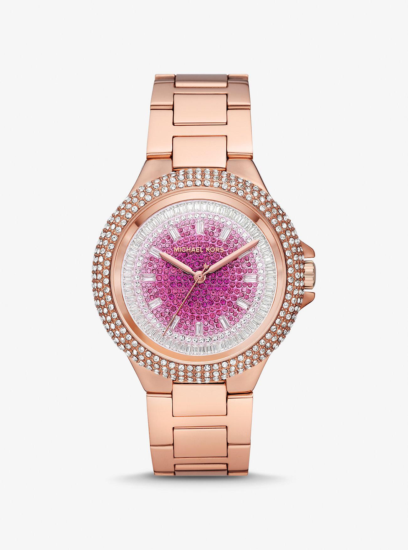 Đồng Hồ Michael Kors Oversized Camille Ombré Pavé Rose Gold-Tone Watch Nữ Vàng Hồng