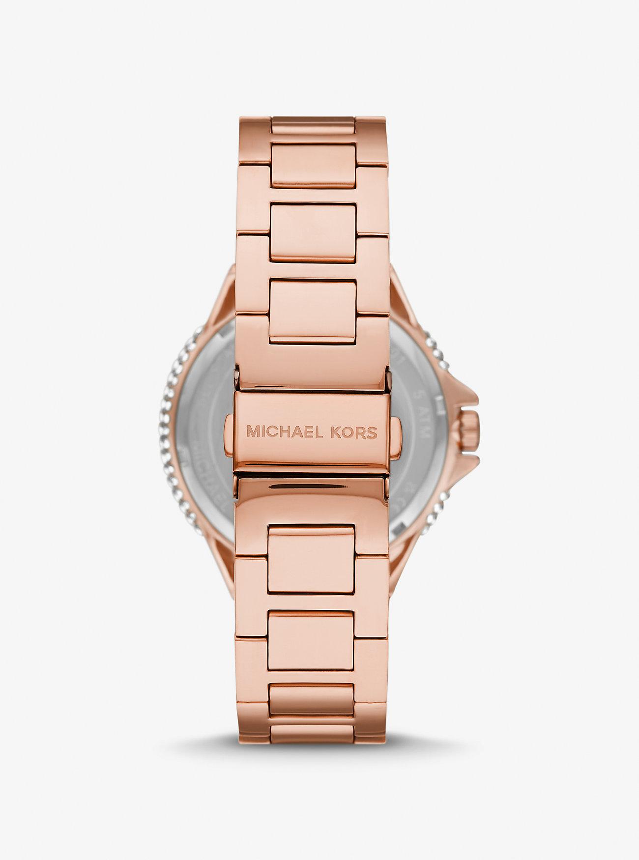 Đồng Hồ Michael Kors Oversized Camille Ombré Pavé Rose Gold-Tone Watch Nữ Vàng Hồng