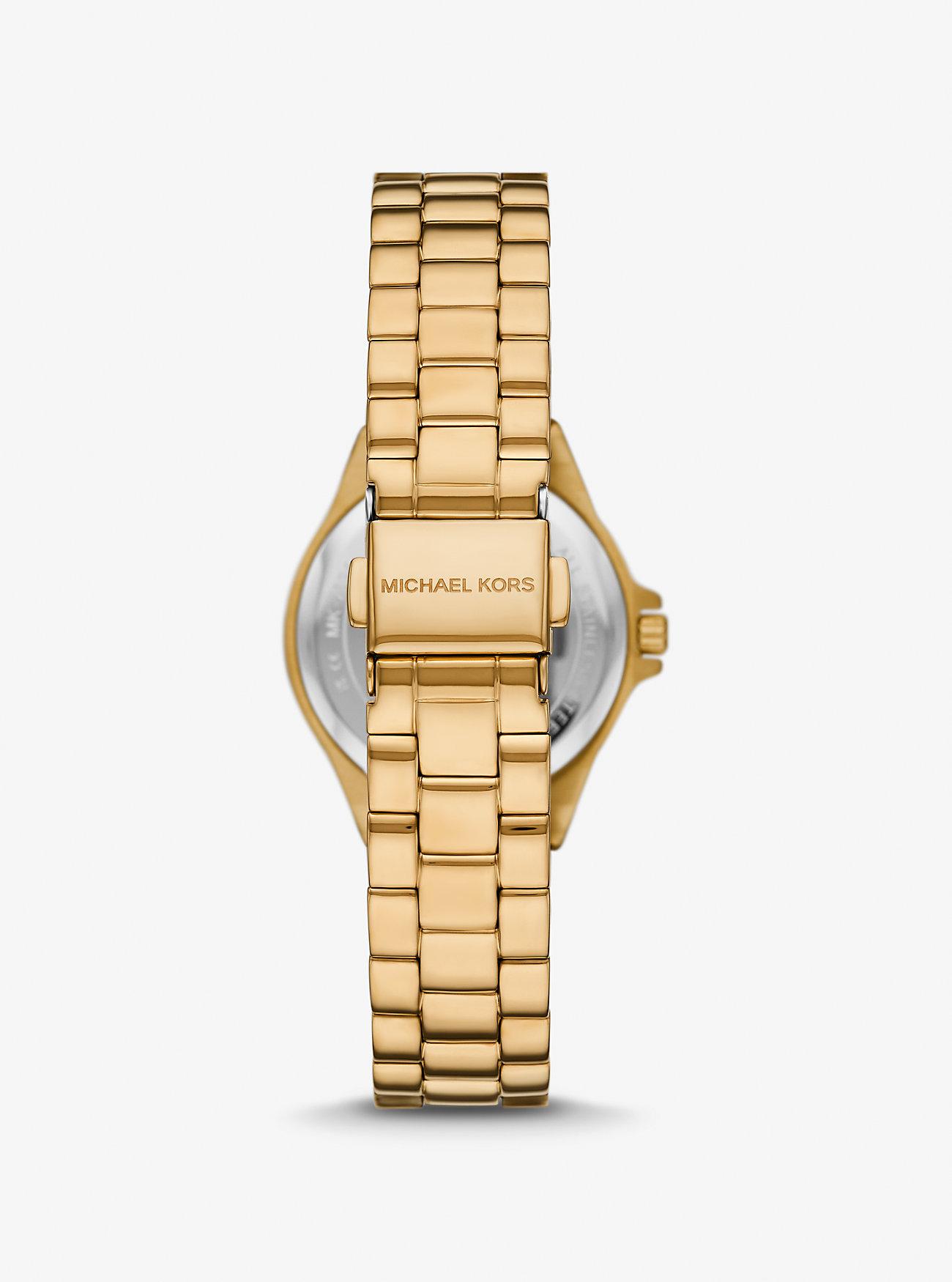 Đồng Hồ Michael Kors Mini Lennox Animal Pavé Gold-Tone Watch Nữ Vàng