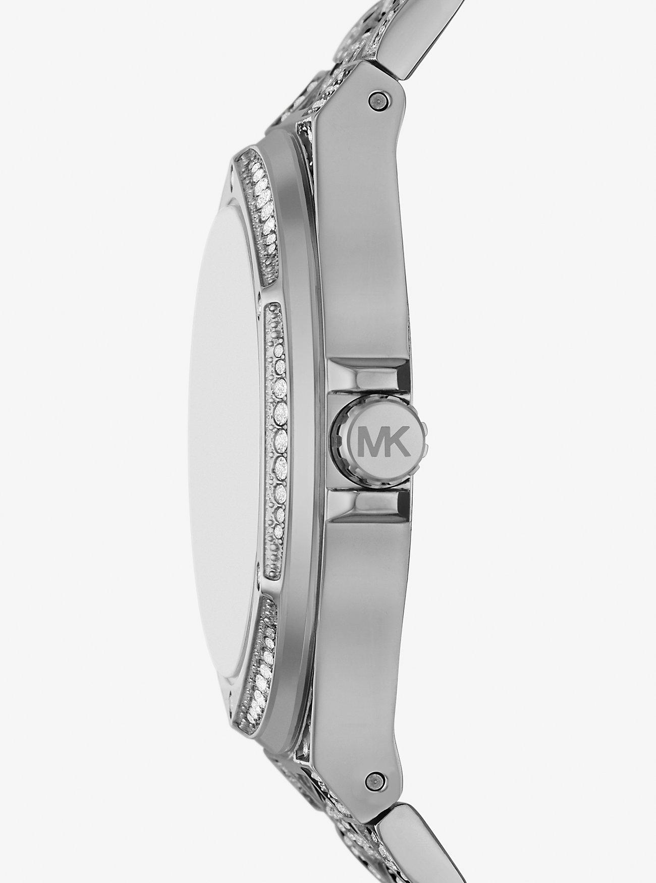 Đồng Hồ Michael Kors Oversized Lennox Animal Pavé Silver-Tone Watch Nữ Bạc