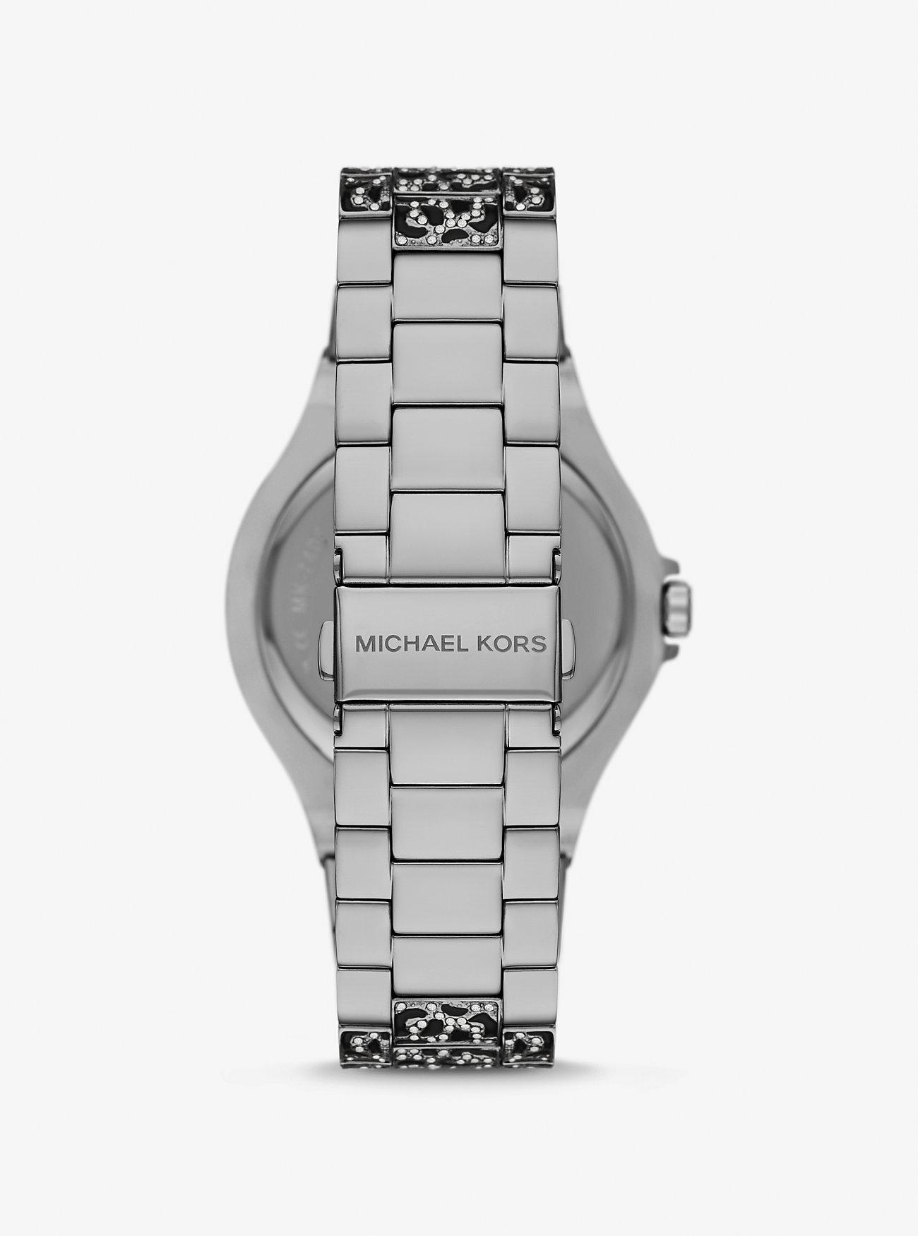 Đồng Hồ Michael Kors Oversized Lennox Animal Pavé Silver-Tone Watch Nữ Bạc