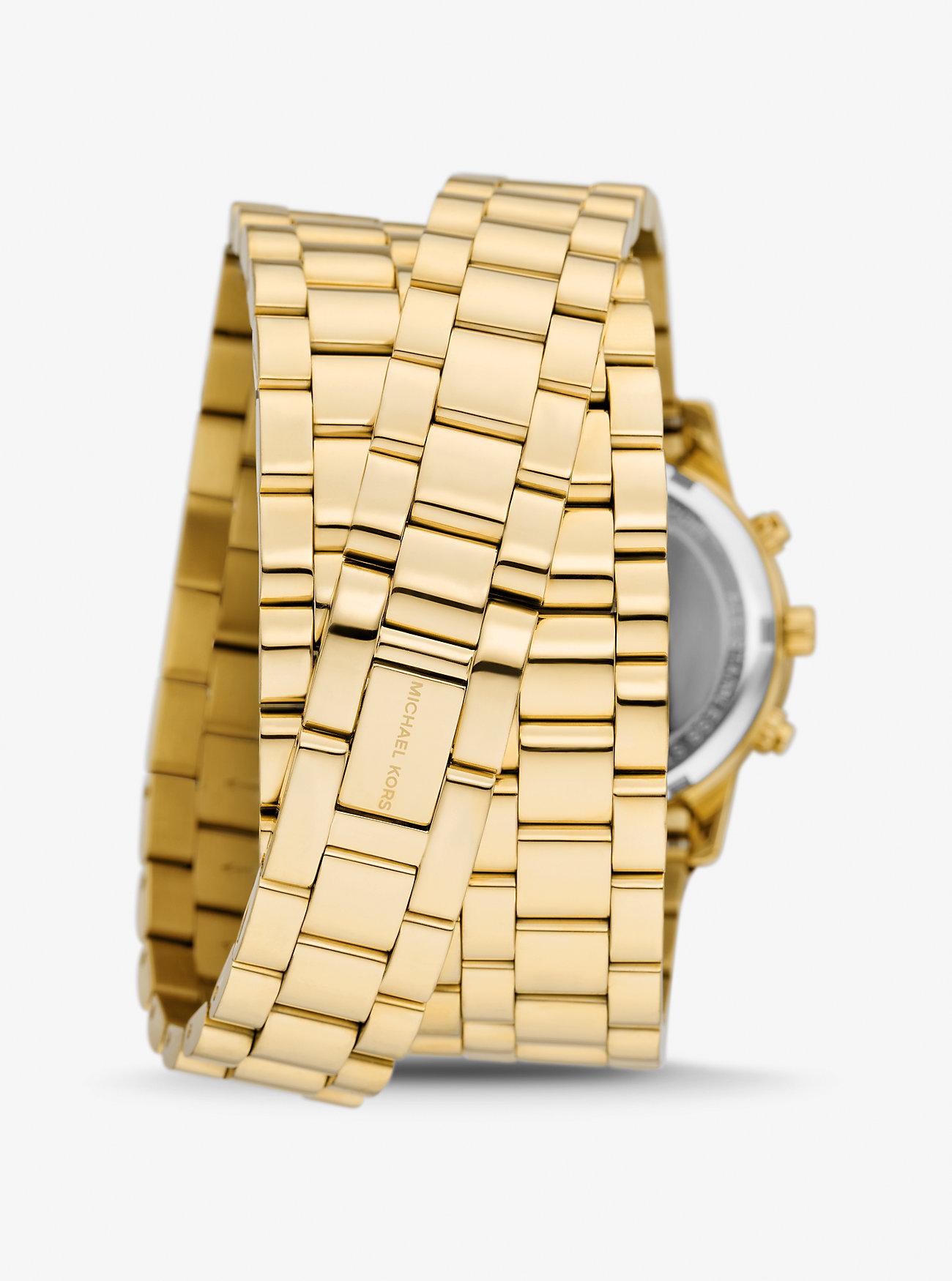 Đồng Hồ Michael Kors Runway 18K Gold-Plated Stainless Steel Triple Wrap Watch Nữ Vàng