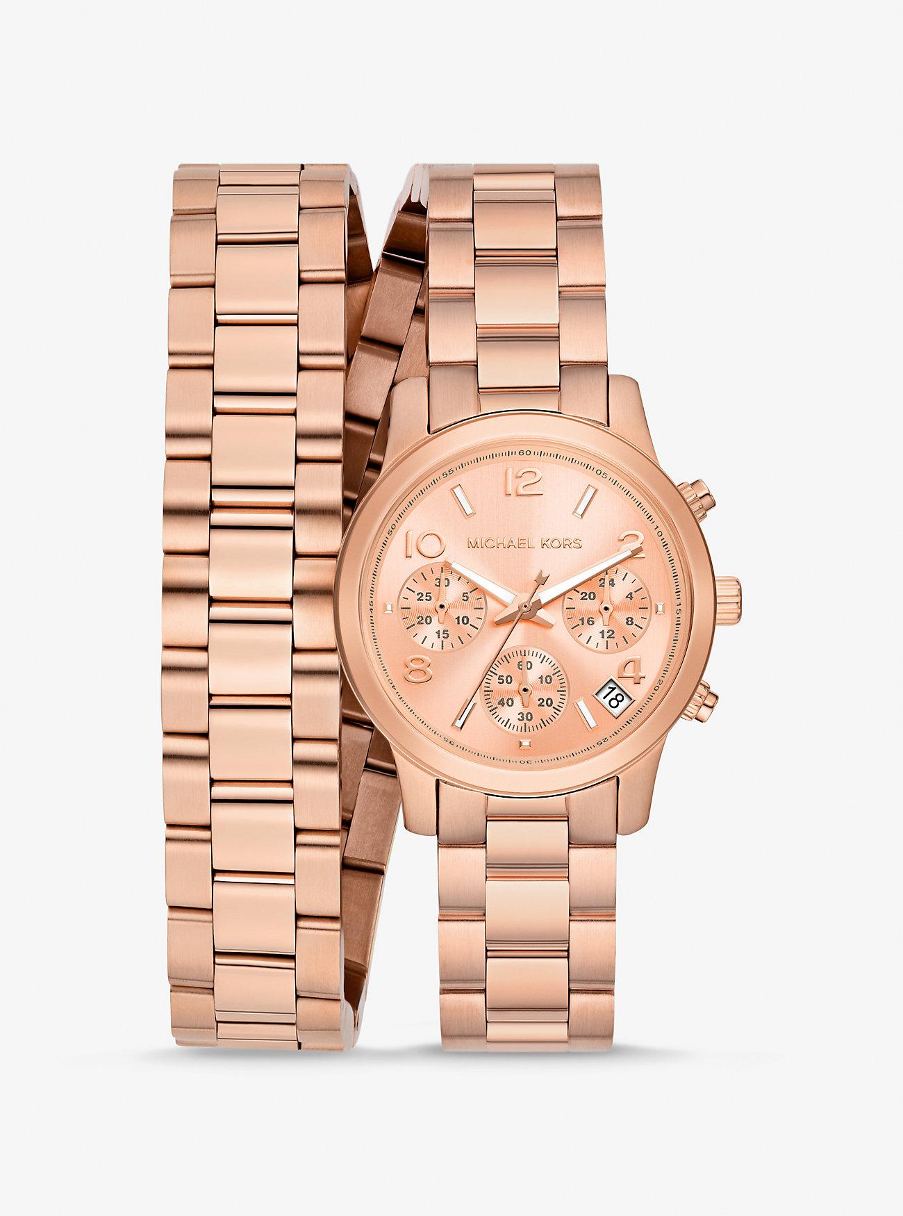 Đồng Hồ Michael Kors Runway Rose Gold-Tone Wrap Watch Nữ Vàng Hồng