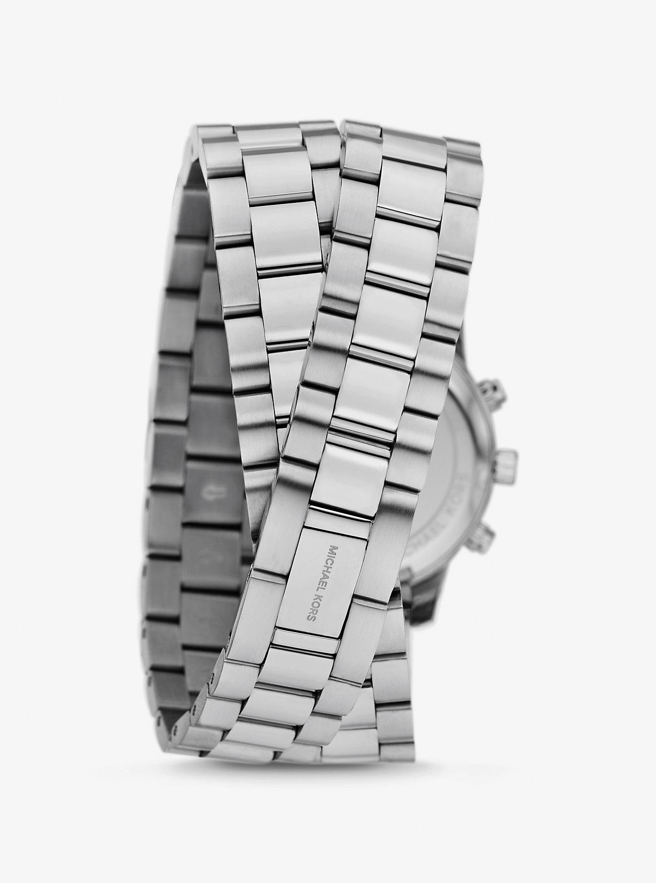 Đồng Hồ Michael Kors Runway Silver-Tone Wrap Watch Nữ Bạc