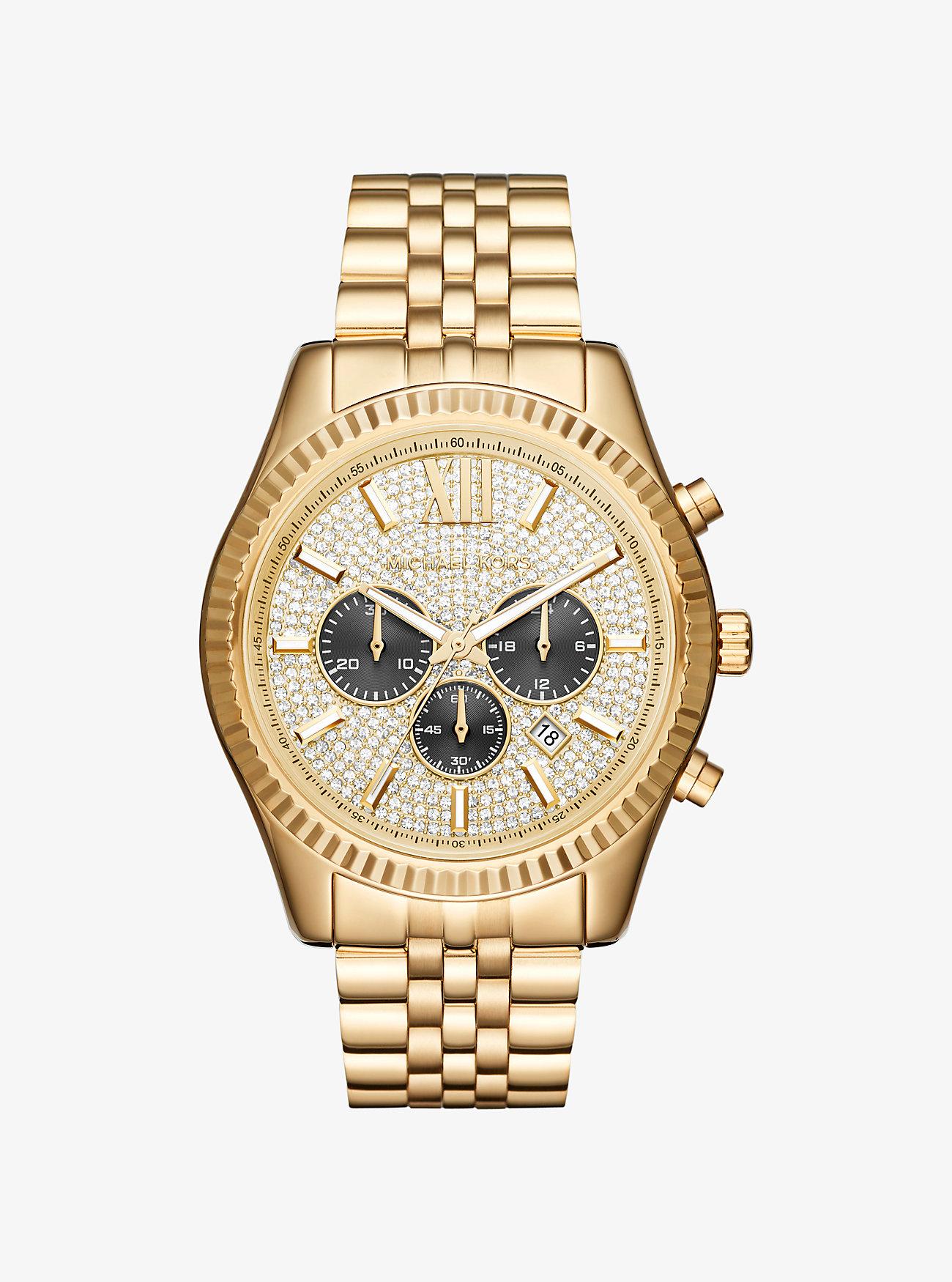 Đồng Hồ Michael Kors Oversized Lexington Gold-Tone Watch Nữ Vàng