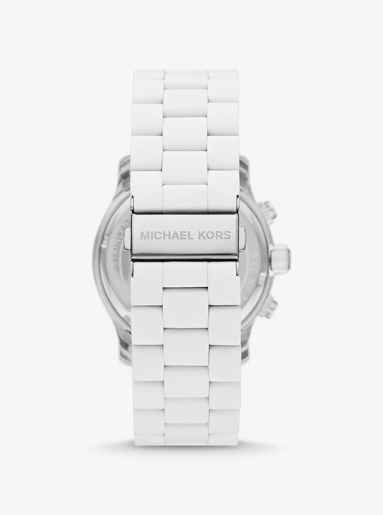 Đồng Hồ Michael Kors Oversized Runway White-Tone Watch Nữ Trắng