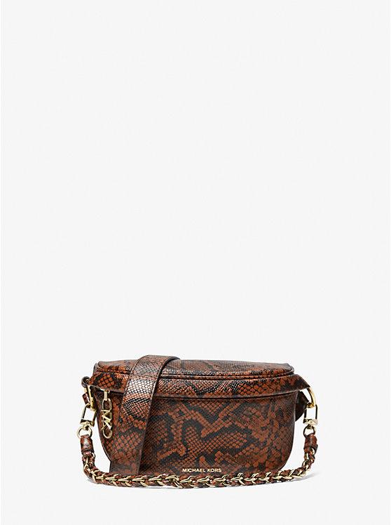 Túi Michael Kors Slater Extra-Small Snake Embossed Leather Sling Pack Nữ Nâu