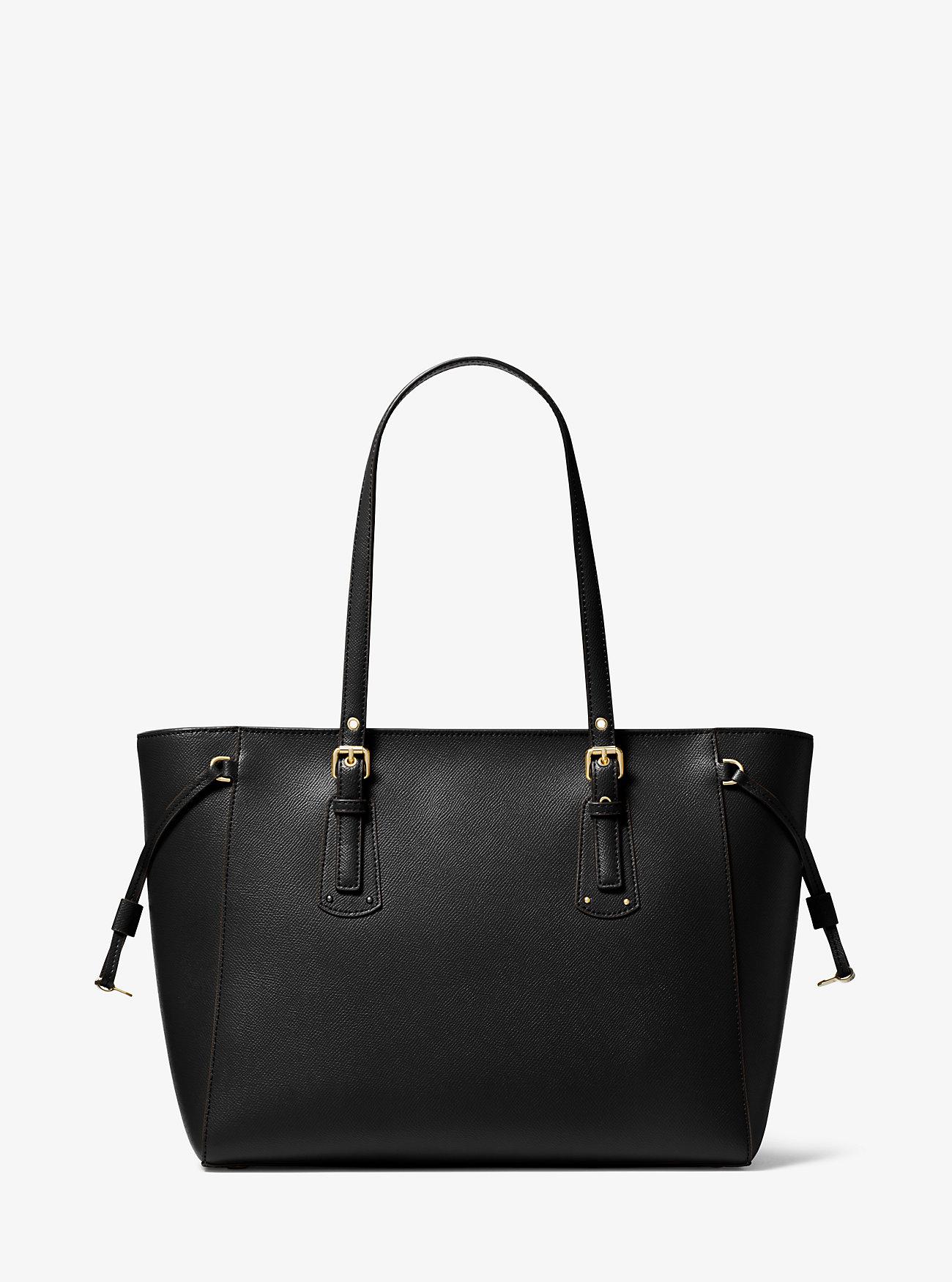 Túi Michael Kors Voyager Medium Crossgrain Leather Tote Bag Nữ Đen