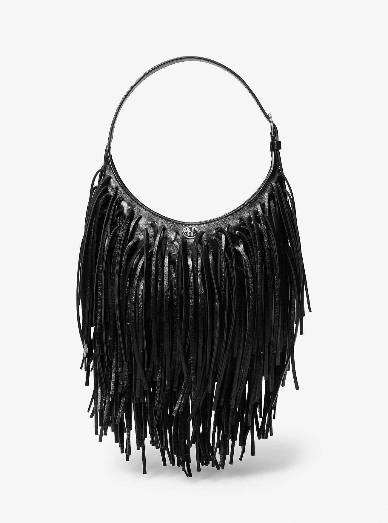 Túi Michael Kors Dyan Small Fringed Leather Shoulder Bag Nữ Đen