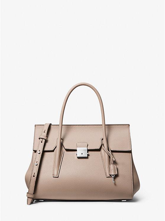 Túi Michael Kors Campbell Medium Pebbled Leather Satchel Nữ Be