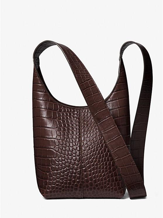 Túi Michael Kors Dede Mini Crocodile Embossed Leather Hobo Bag Nữ Nâu Chocolate