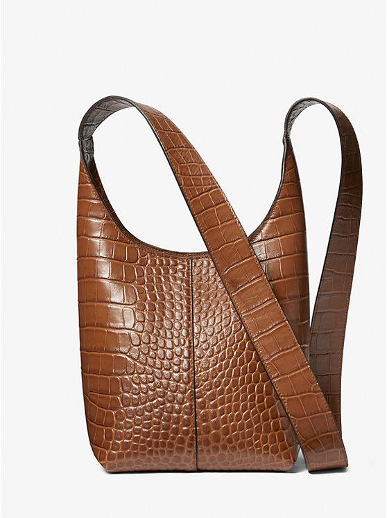 Túi Michael Kors Dede Mini Crocodile Embossed Leather Hobo Bag Nữ Nâu