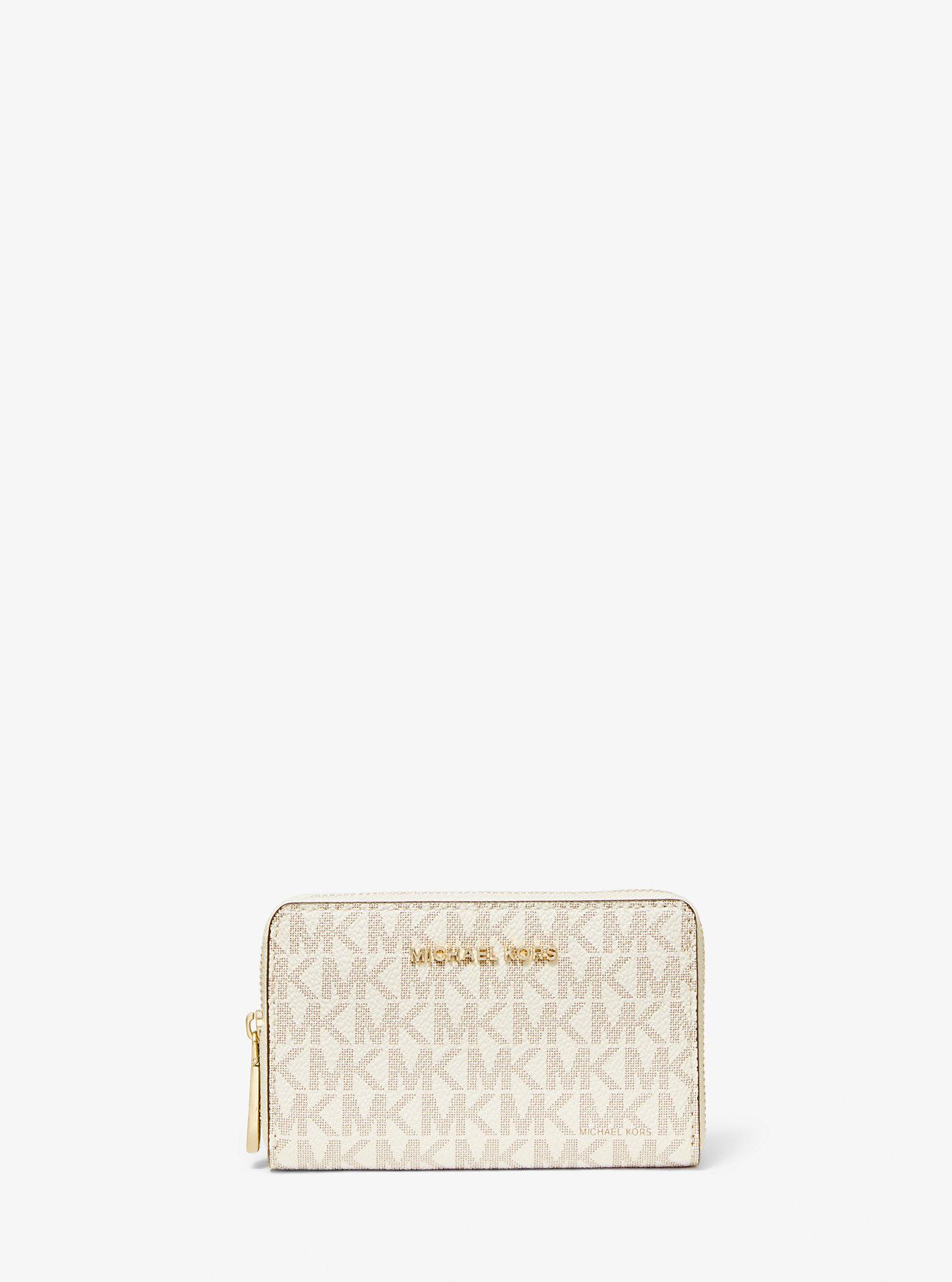 Túi Michael Kors Small Logo And Leather Wallet Nữ Kem