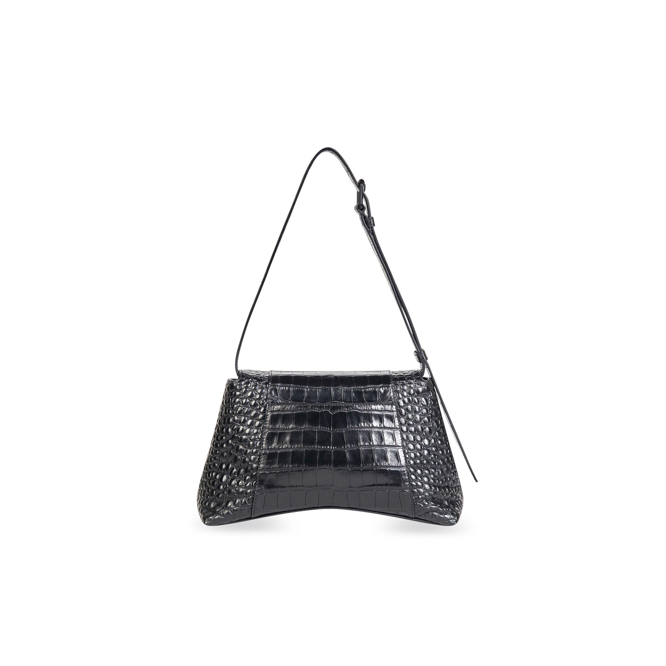 Túi Balenciaga Downtown Small Shoulder Bag Crocodile Embossed Nữ Đen