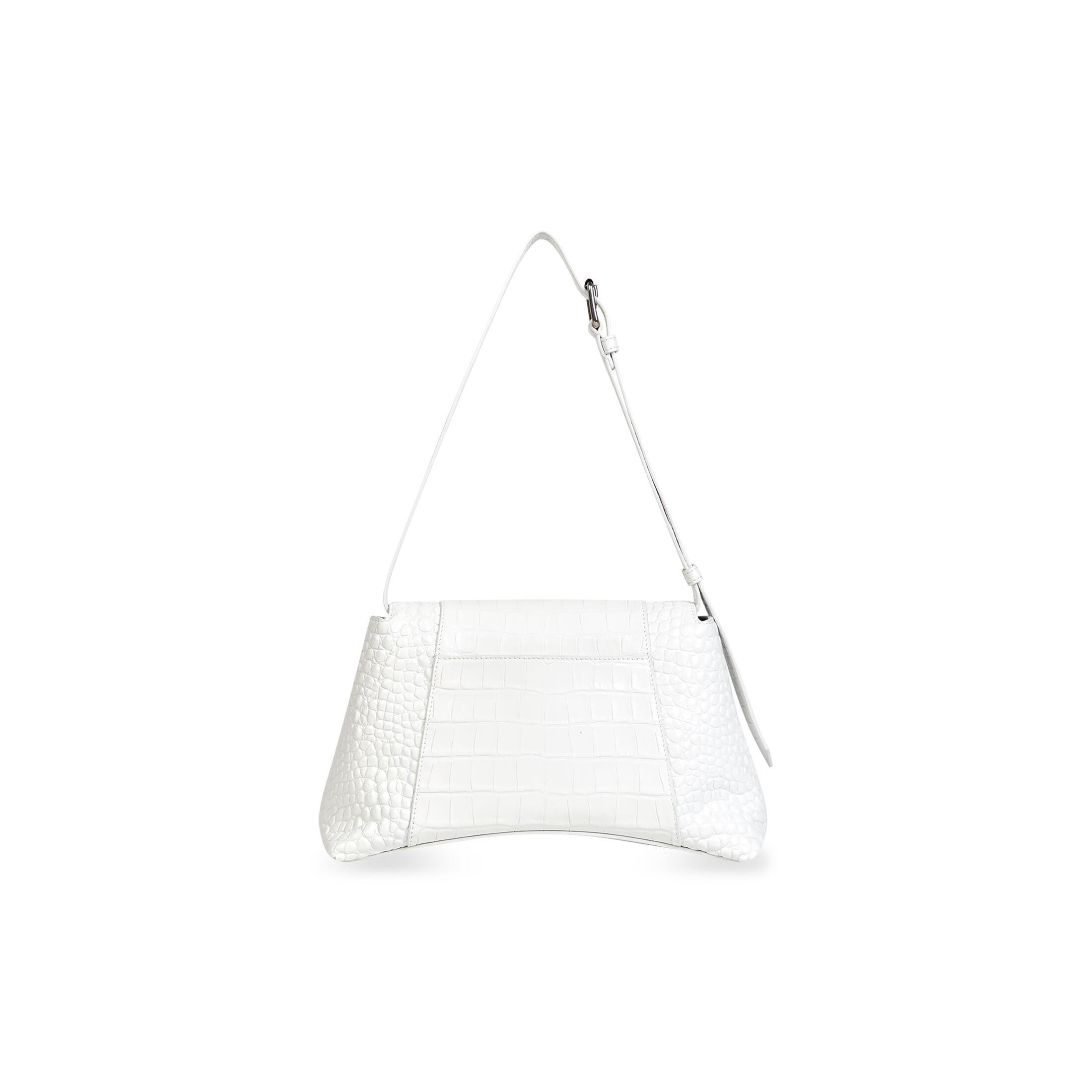 Túi Balenciaga Downtown Small Shoulder Bag Crocodile Embossed Nữ Trắng