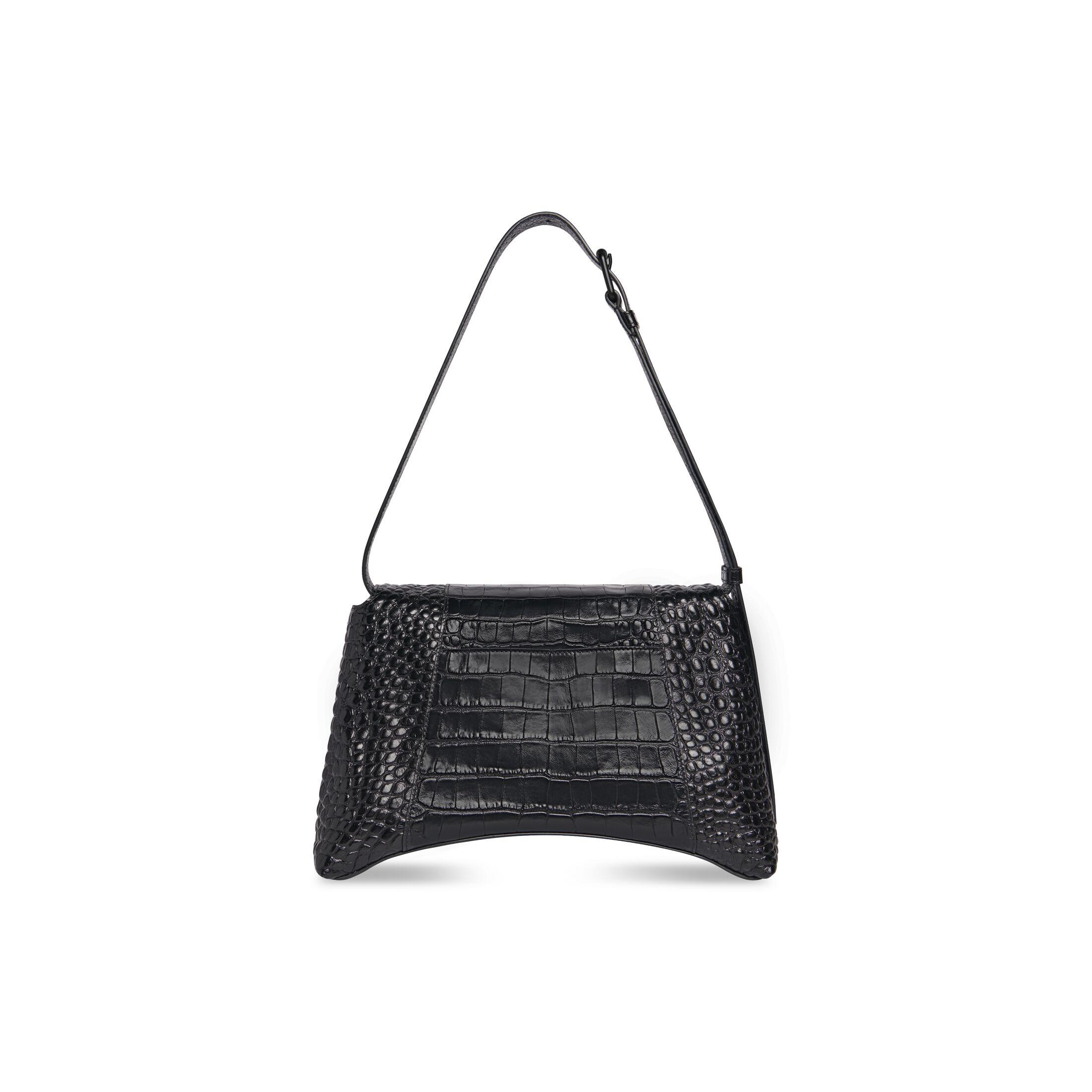 Túi Balenciaga Downtown Medium Shoulder Bag Crocodile Embossed Nữ Đen