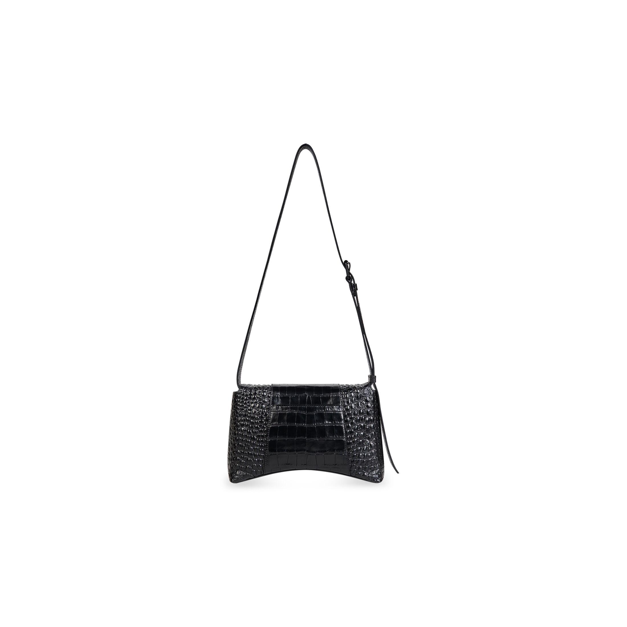 Túi Balenciaga Downtown Xs Shoulder Bag Crocodile Embossed Nữ Đen