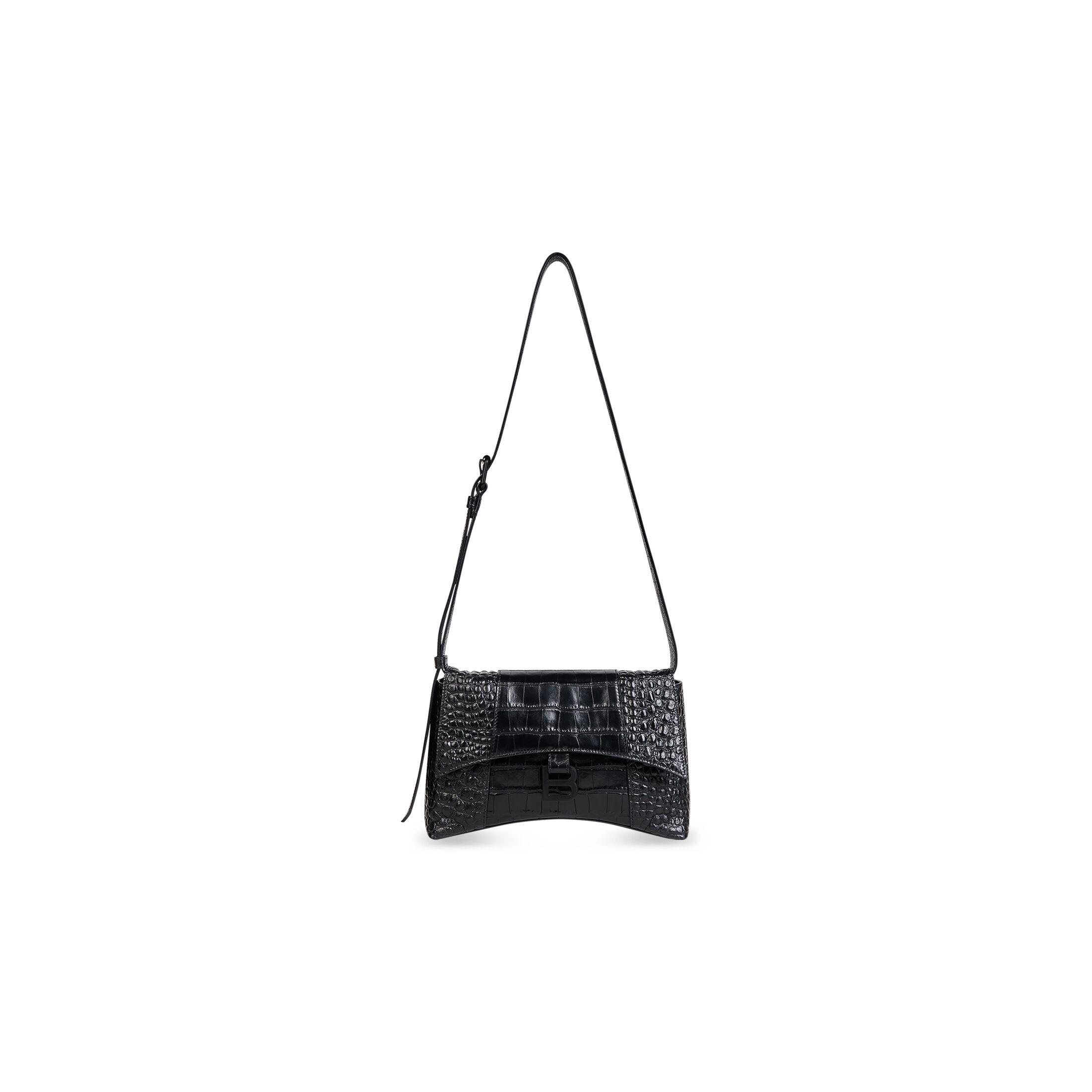 Túi Balenciaga Downtown Xs Shoulder Bag Crocodile Embossed Nữ Đen