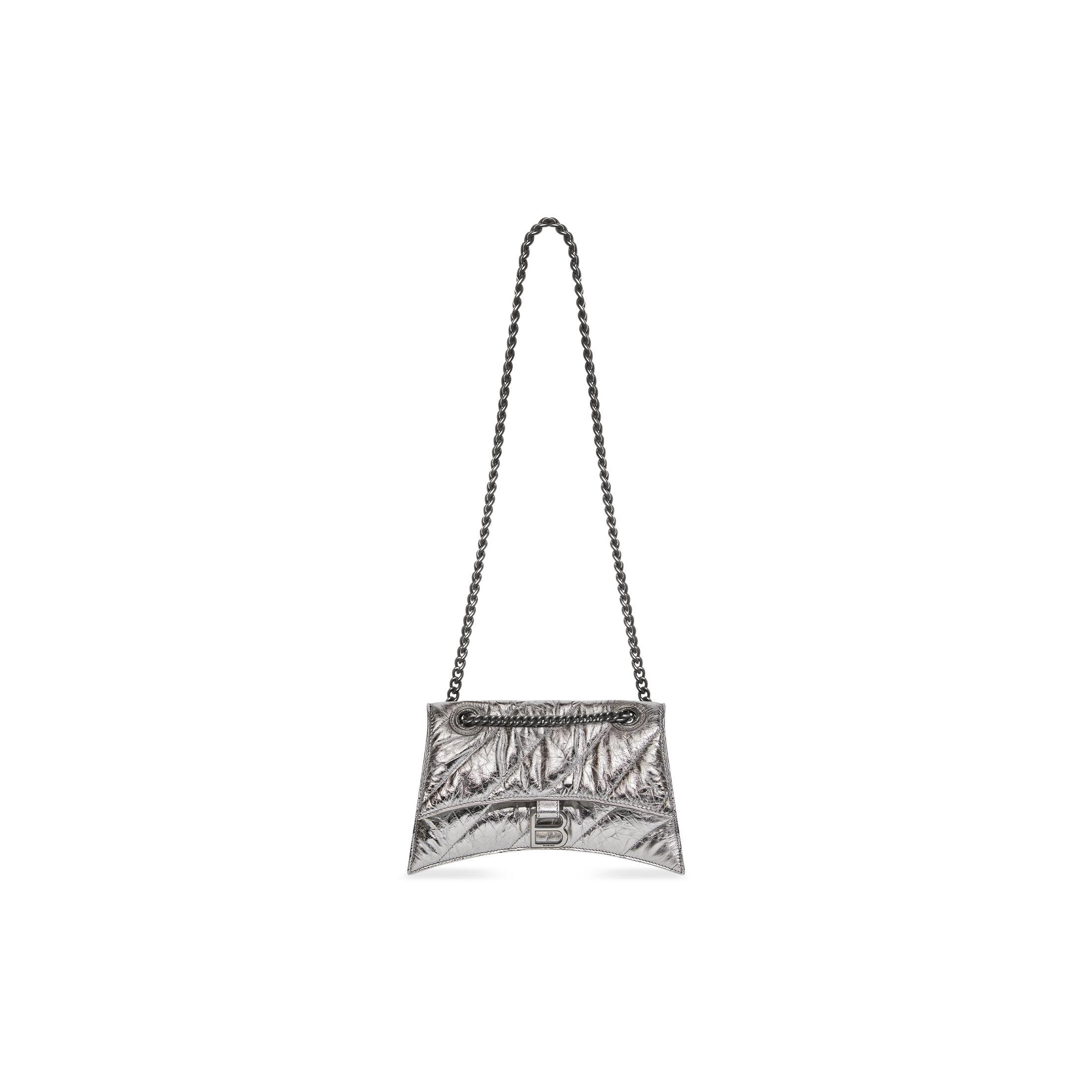 Túi Balenciaga Crush Small Chain Bag Metallized Quilted Nữ Bạc