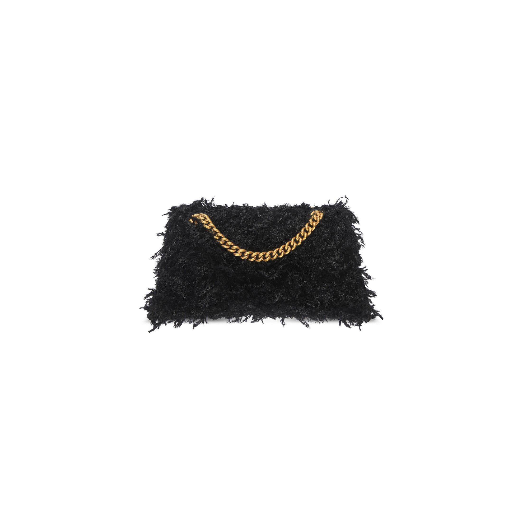 Túi Balenciaga Crush Small Chain Bag With Frabric Feathers Nữ Đen