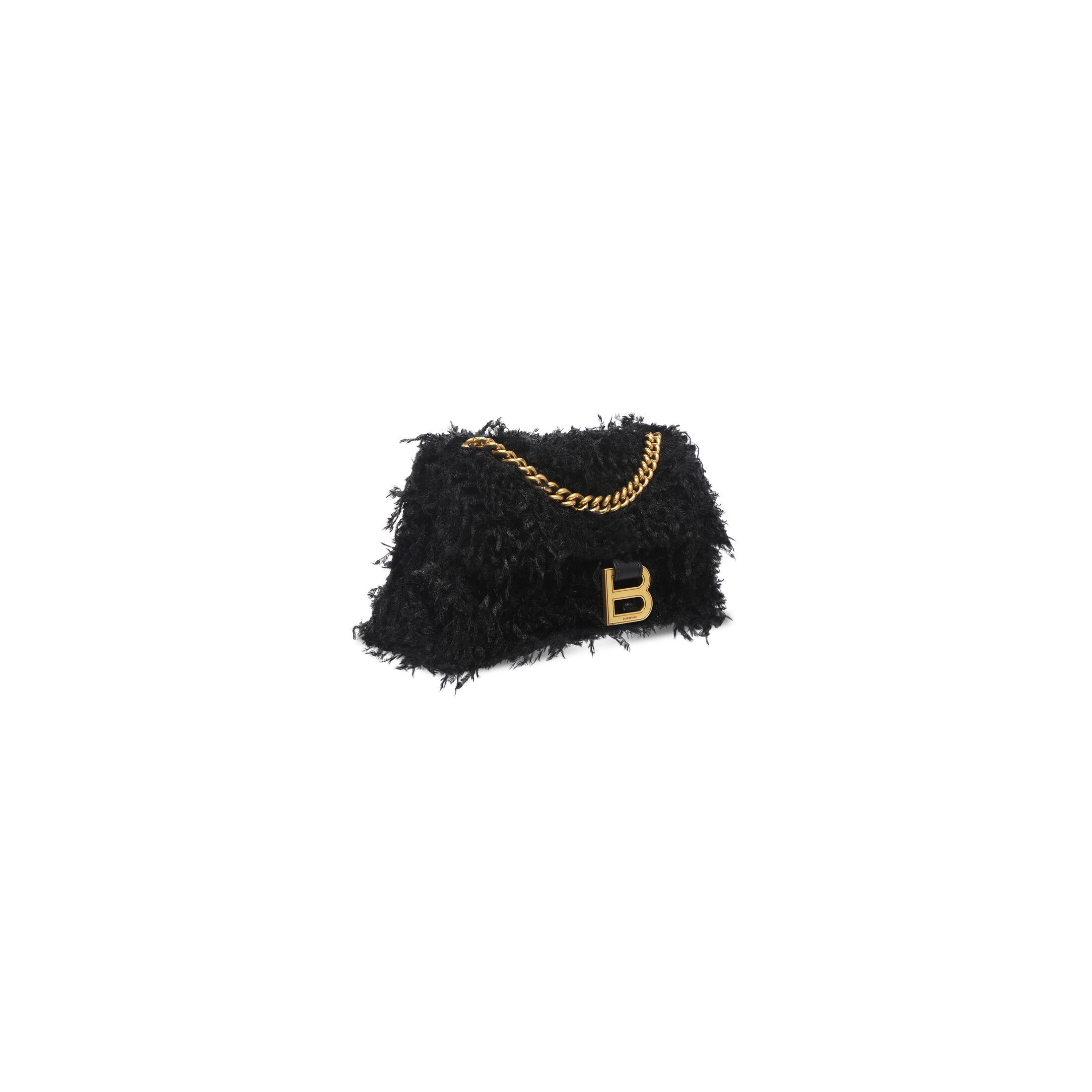 Túi Balenciaga Crush Small Chain Bag With Frabric Feathers Nữ Đen