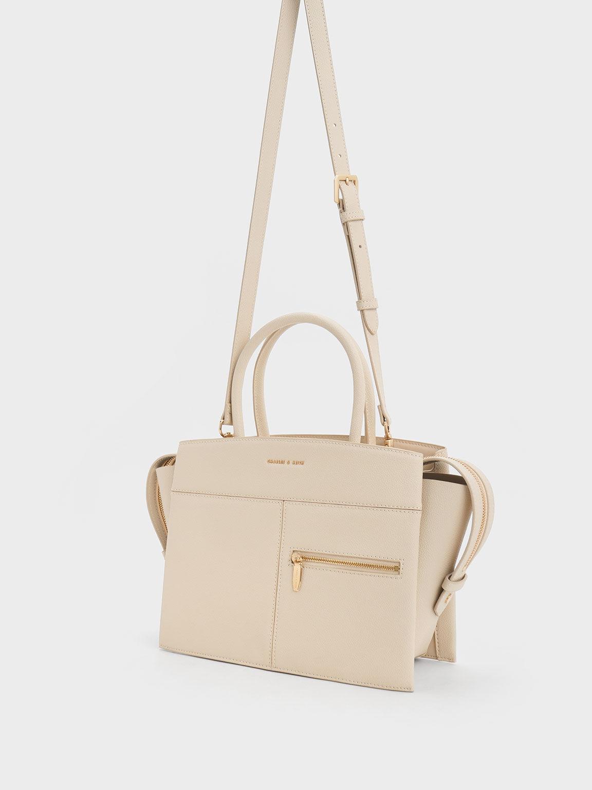 Túi Charles & Keith Anwen Trapeze Top Handle Bag Nữ Be