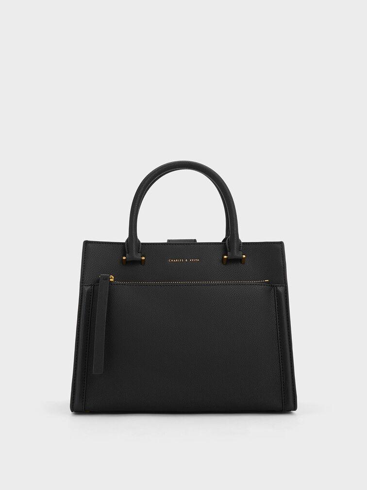 Túi Charles & Keith Anwen Structured Tote Bag Nữ Đen