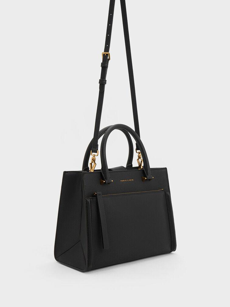 Túi Charles & Keith Anwen Structured Tote Bag Nữ Đen