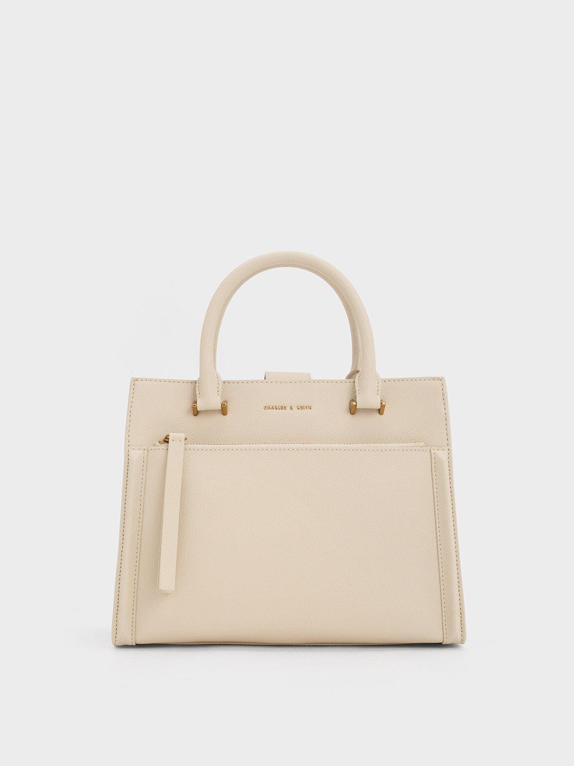 Túi Charles & Keith Anwen Structured Tote Bag Nữ Be