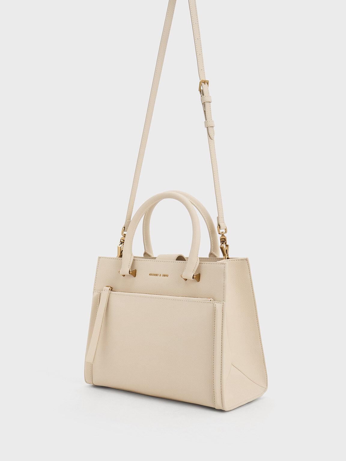 Túi Charles & Keith Anwen Structured Tote Bag Nữ Be