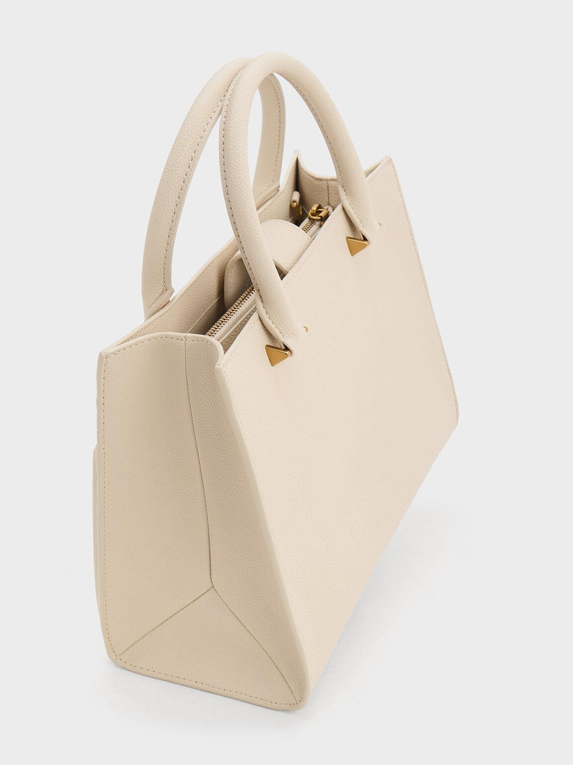 Túi Charles & Keith Anwen Structured Tote Bag Nữ Be