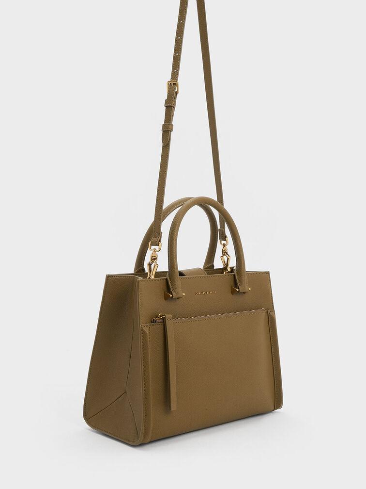 Túi Charles & Keith Anwen Structured Tote Bag Nữ Nâu