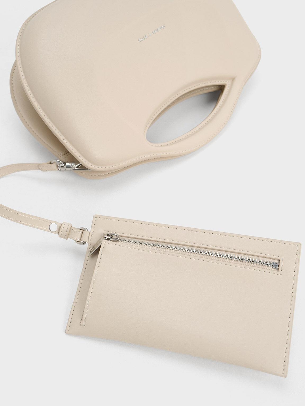 Túi Charles & Keith Cocoon Curved Handle Bag Nữ Be