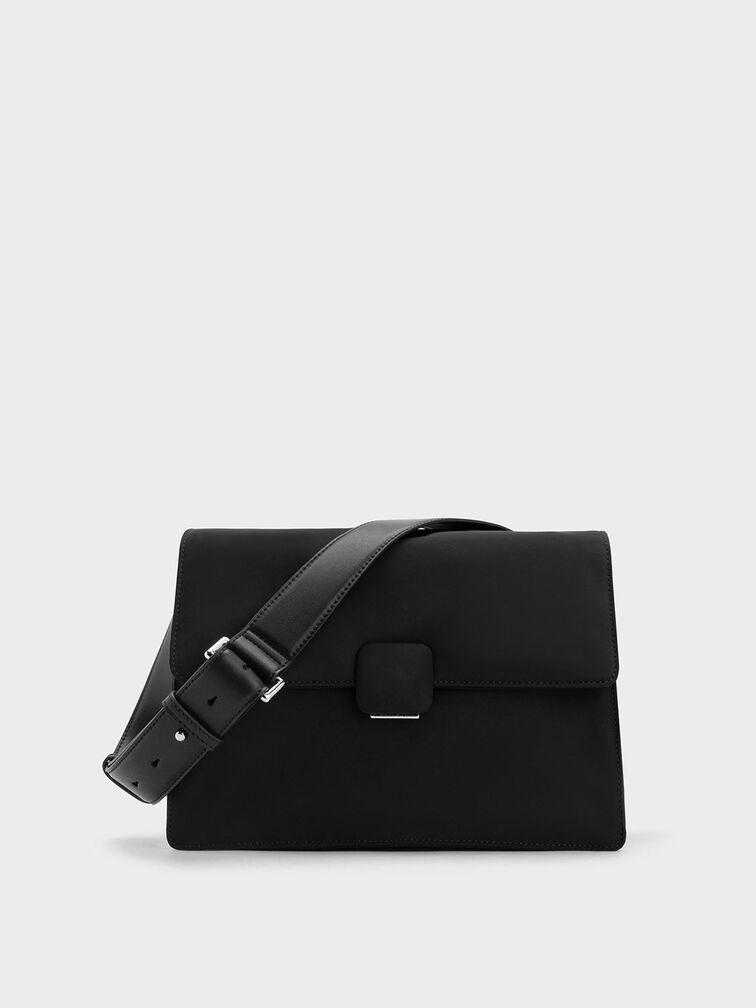 Túi Charles & Keith Koa Nylon Crossbody Bag Nữ Đen