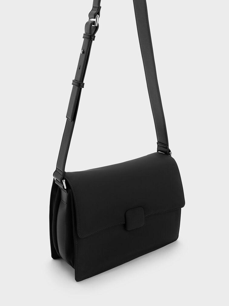 Túi Charles & Keith Koa Nylon Crossbody Bag Nữ Đen