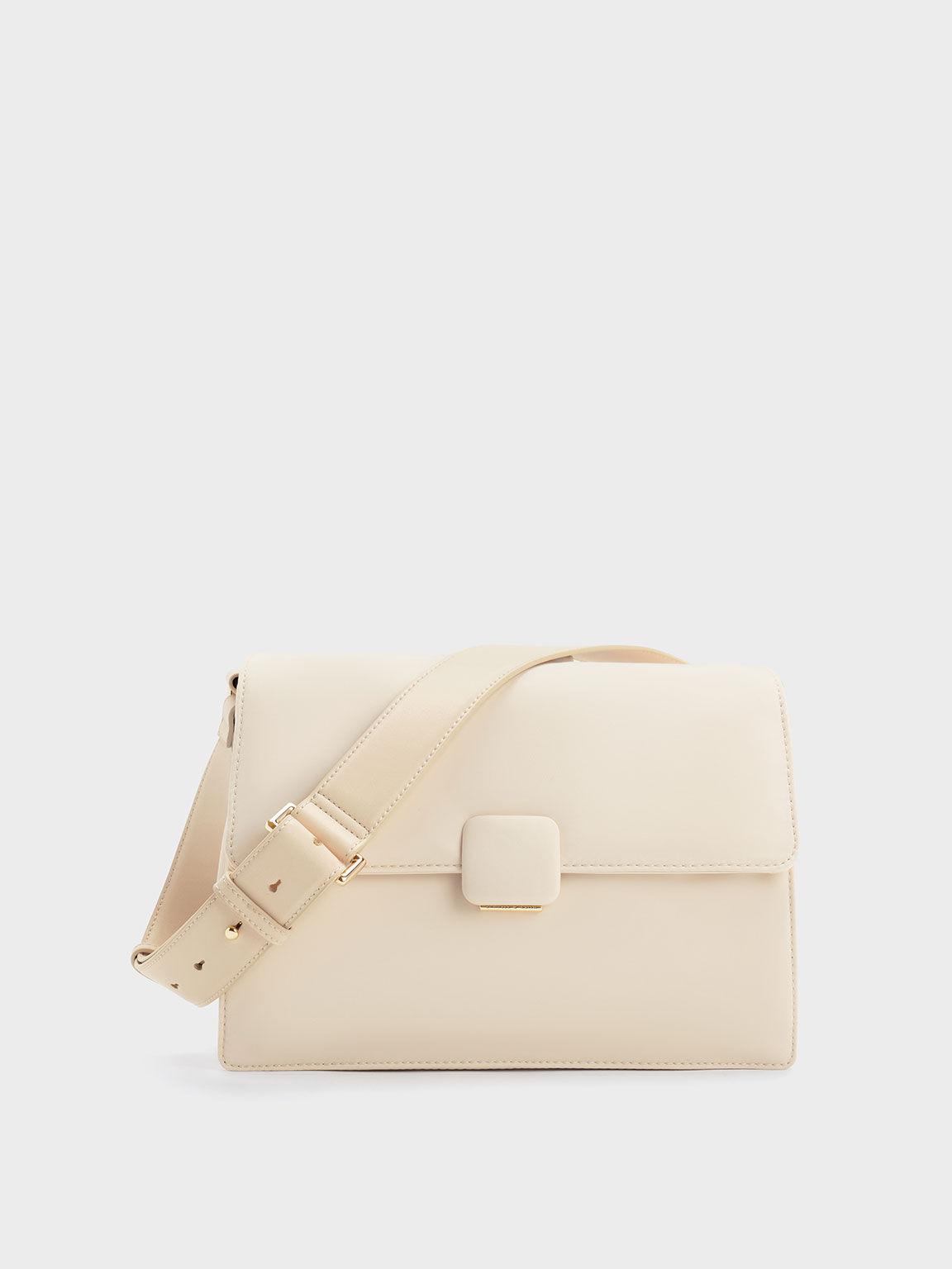 Túi Charles & Keith Koa Nylon Crossbody Bag Nữ Be