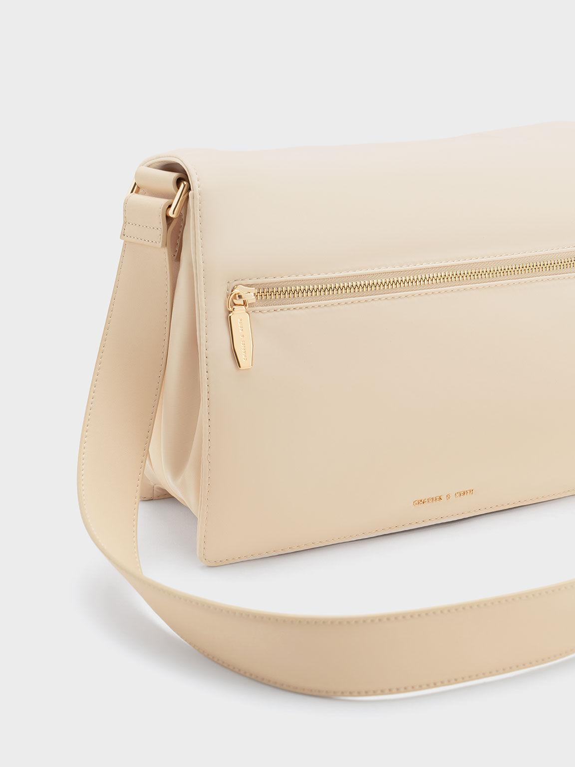 Túi Charles & Keith Koa Nylon Crossbody Bag Nữ Be