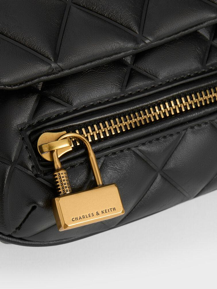 Túi Charles & Keith Mini Swing Quilted Chain-Handle Bag Nữ Đen