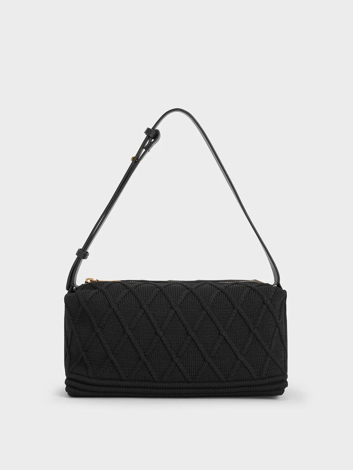 Túi Charles & Keith Willa Knitted Shoulder Bag Nữ Đen