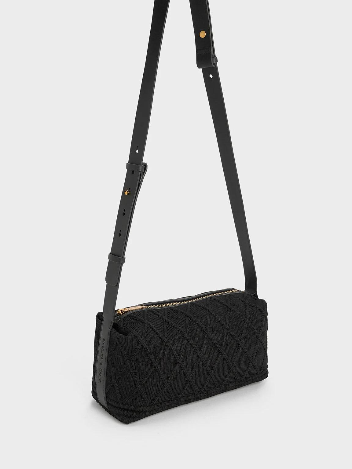 Túi Charles & Keith Willa Knitted Shoulder Bag Nữ Đen