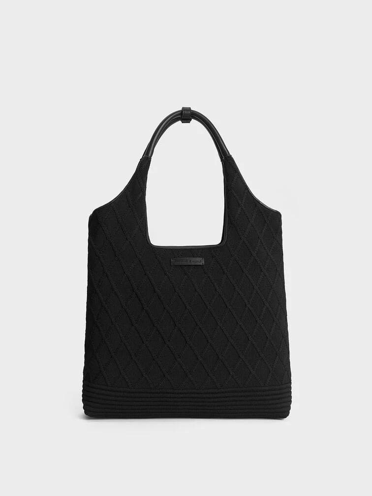 Túi Charles & Keith Willa Knitted Tote Bag Nữ Đen