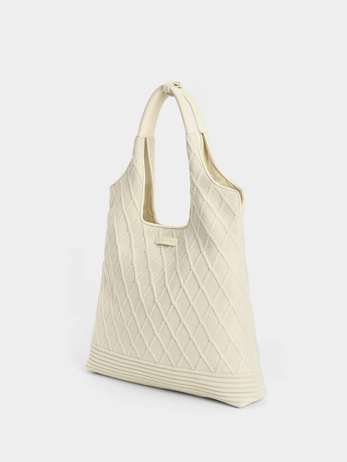 Túi Charles & Keith Willa Knitted Tote Bag Nữ Be