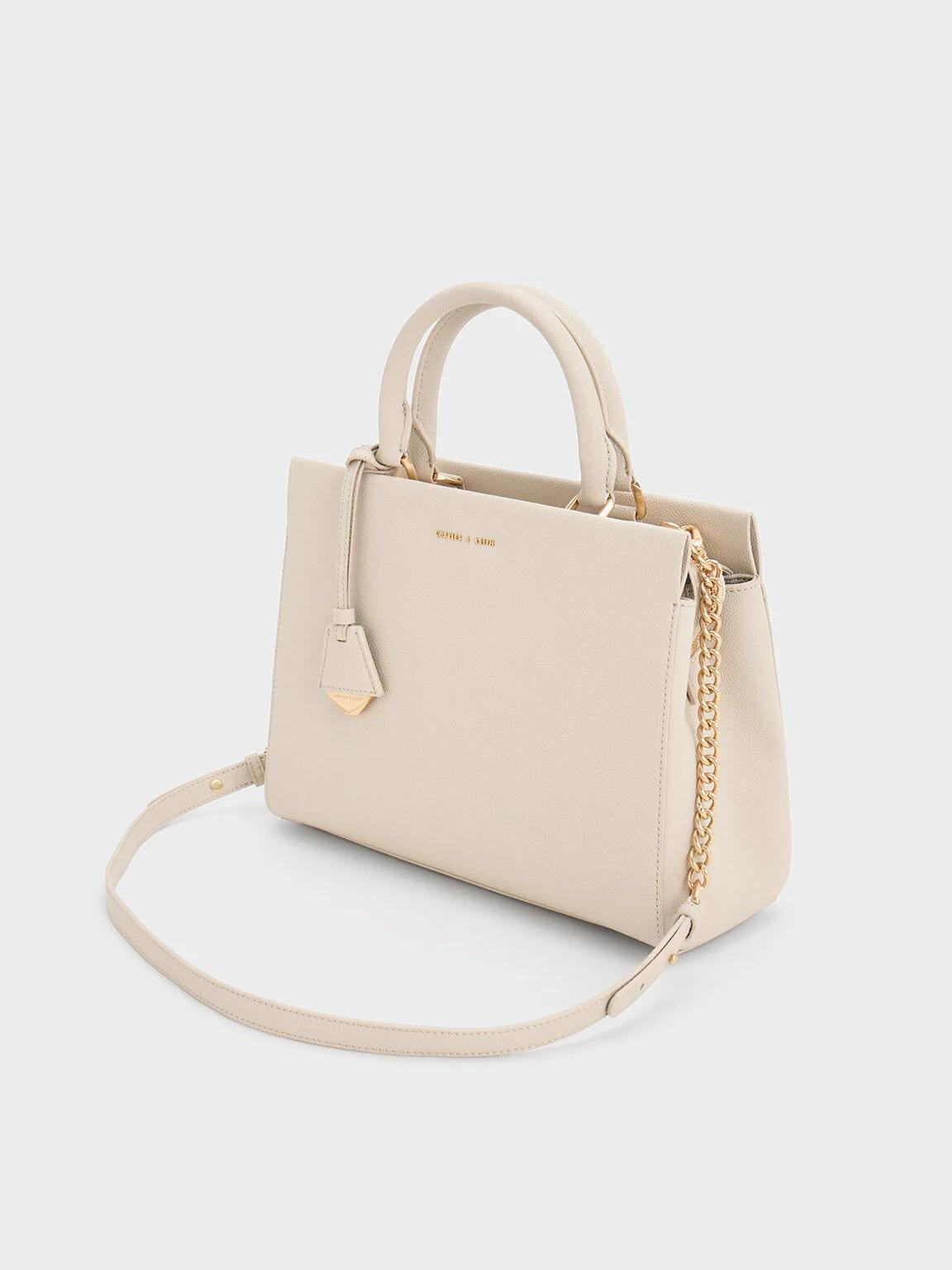 Túi Charles & Keith Mirabelle Structured Top Handle Bag Nữ Be