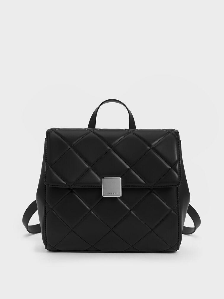 Túi Charles & Keith Lucy Quilted Backpack Nữ Đen