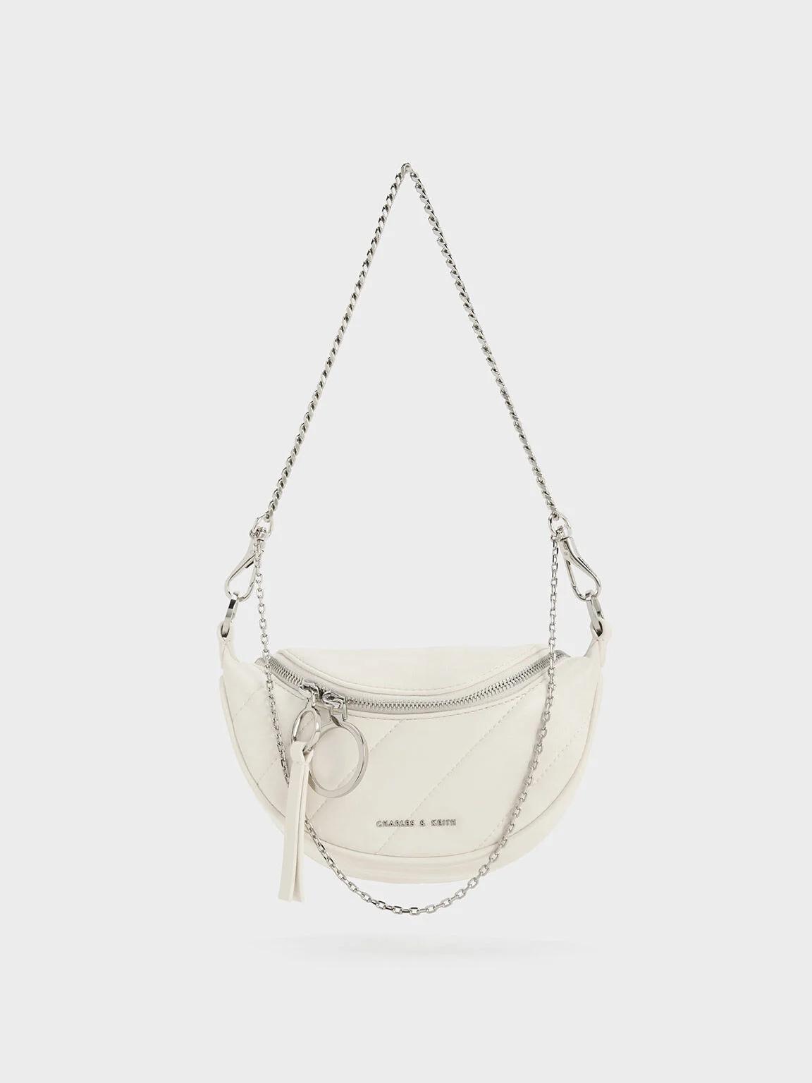 Túi Charles & Keith Philomena Half-Moon Crossbody Bag Nữ Be