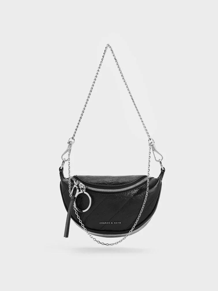 Túi Charles & Keith Philomena Half-Moon Crossbody Bag Nữ Đen