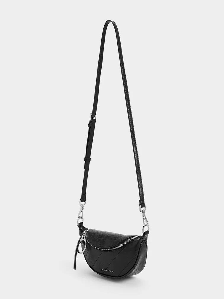 Túi Charles & Keith Philomena Half-Moon Crossbody Bag Nữ Đen