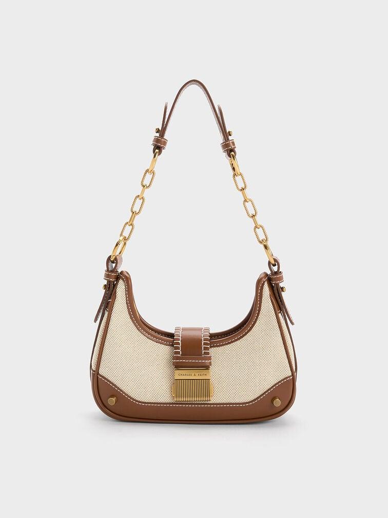 Túi Charles & Keith Hobo Winslet Belted Nữ Nâu Chocolate